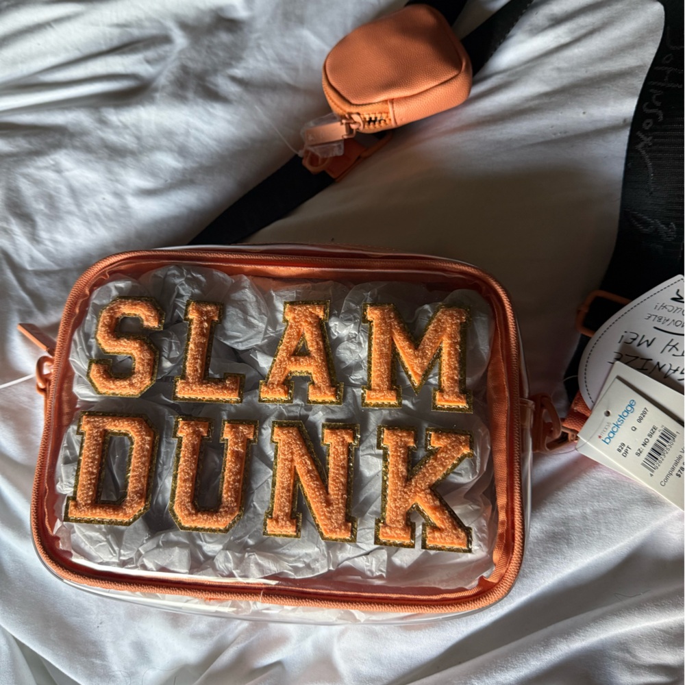 Betsey Johnson Orange Basketball Slam Dunk Crossbody Clear Bag